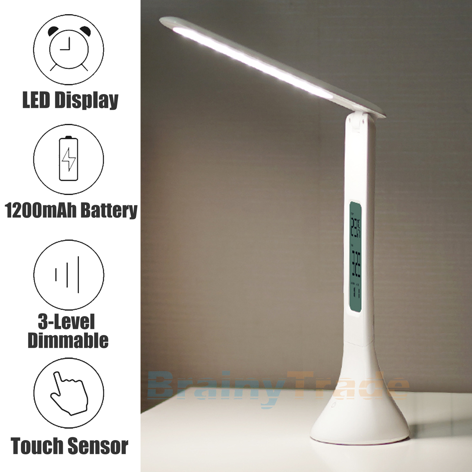 LED Desk Lamp Rechargeable Reading Lamp 3Level EyeCare Dimmer Battery