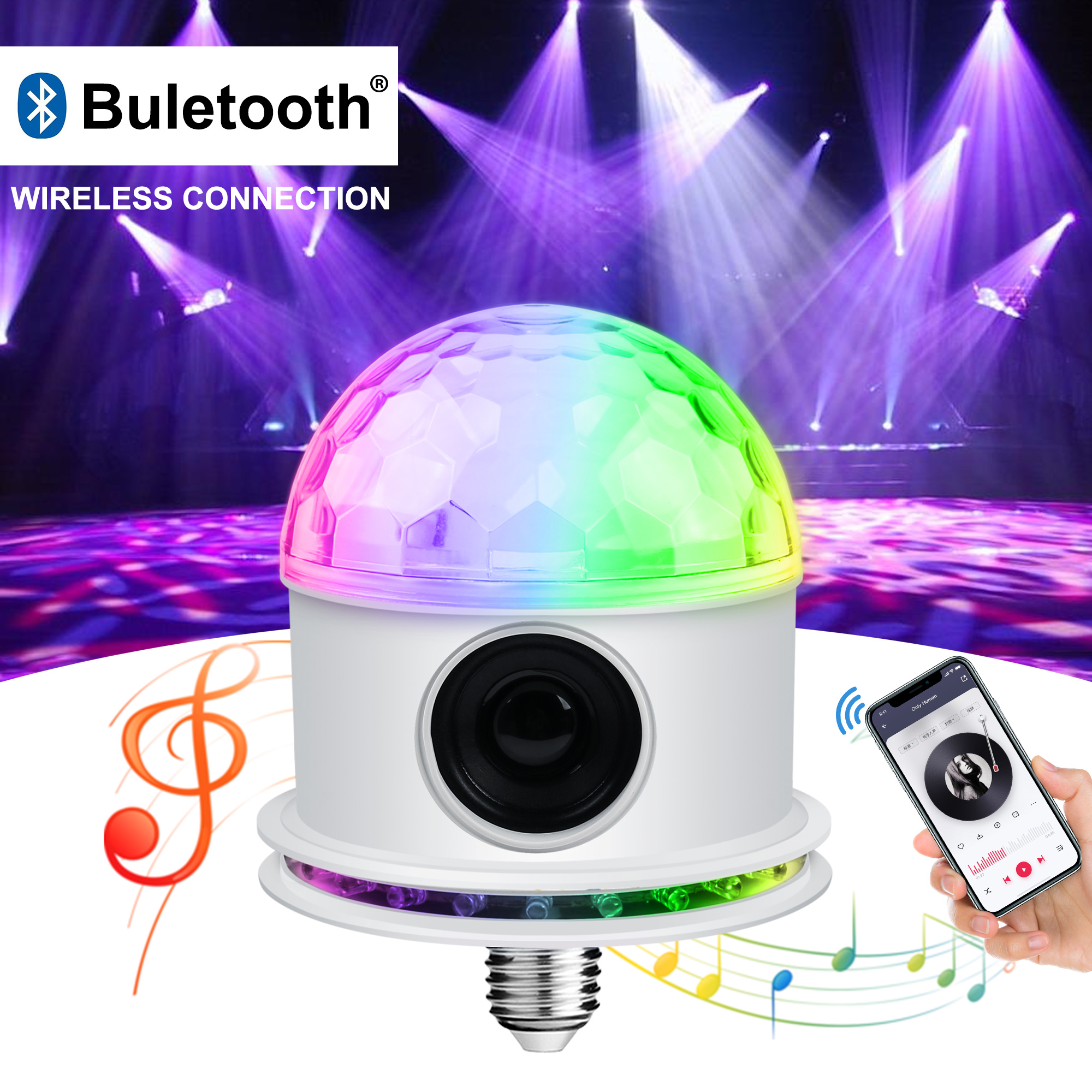 Bluetooth Speaker RGB LED Stage Light Strobe Disco Party DJ Ball Lamp ...