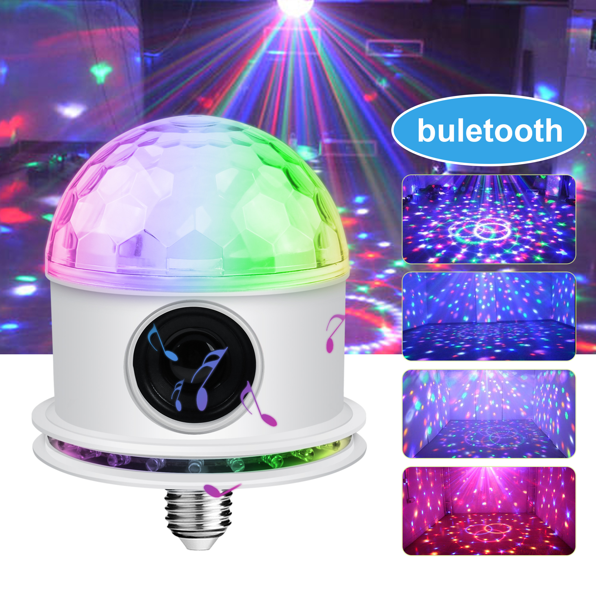 RGB LED Party Stage Light Bulb Crystal Ball Dj Bluetooth Speaker Remote ...