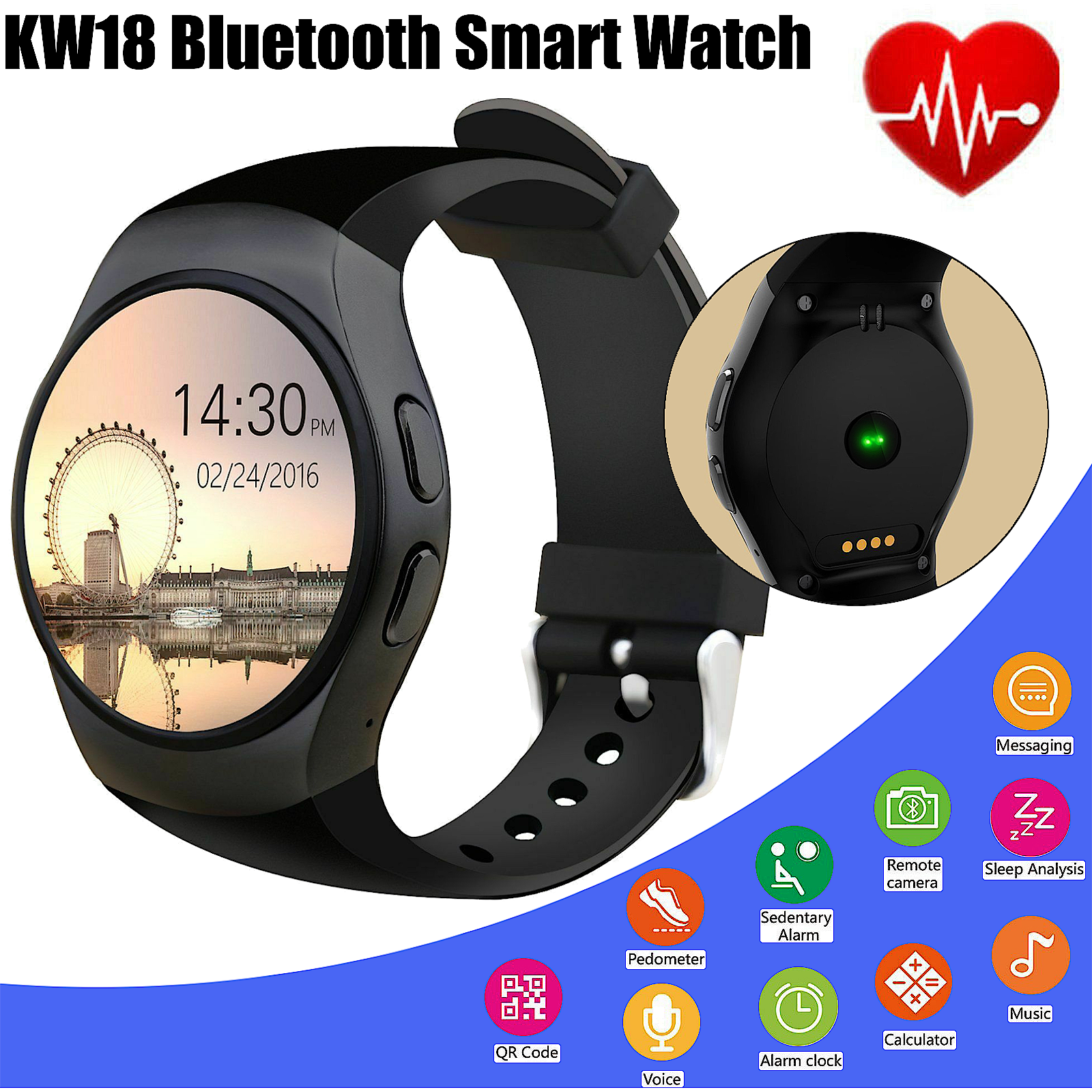 analog watch with heart rate monitor