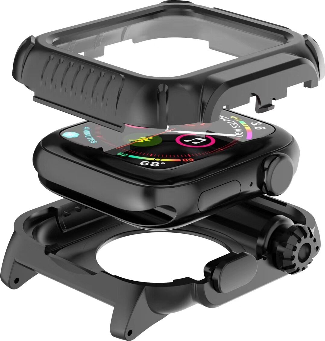 For Apple Watch Series 4/5 40/44mm Shockproof Case Cover Screen Protector Black | eBay